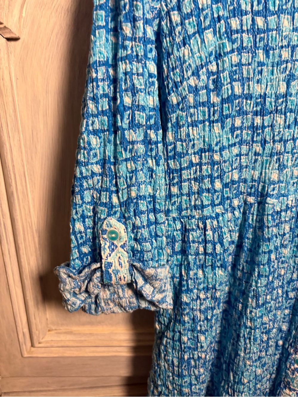 Habitat Lanai Crinkle Shirt Dress Cerulean Beachy Resort Preppy Everyday Pool - Picture 3 of 8